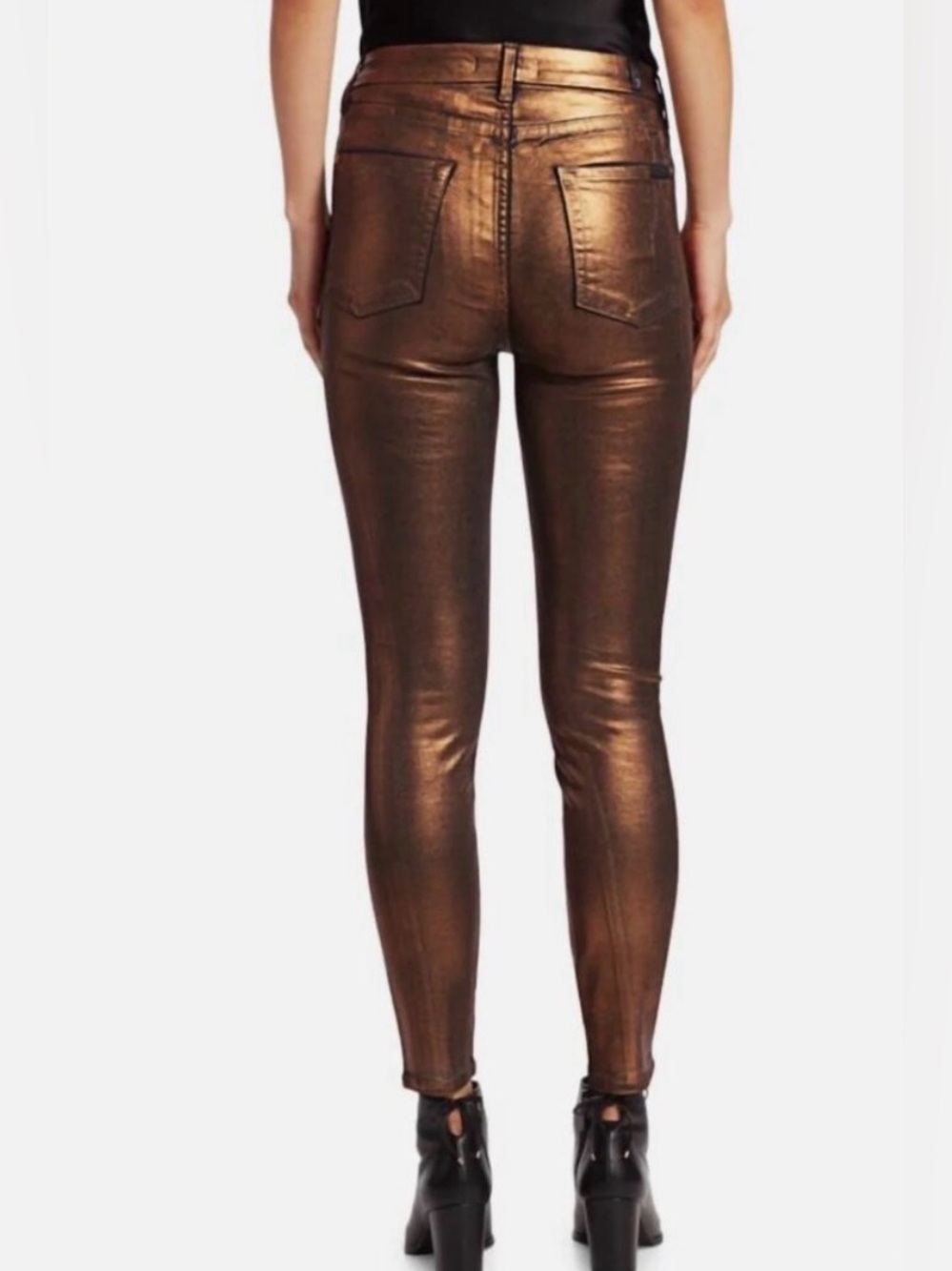 7 For All Mankind Copper Metallic Bronze Skinny Jeans - 30 - Picture 15 of 16